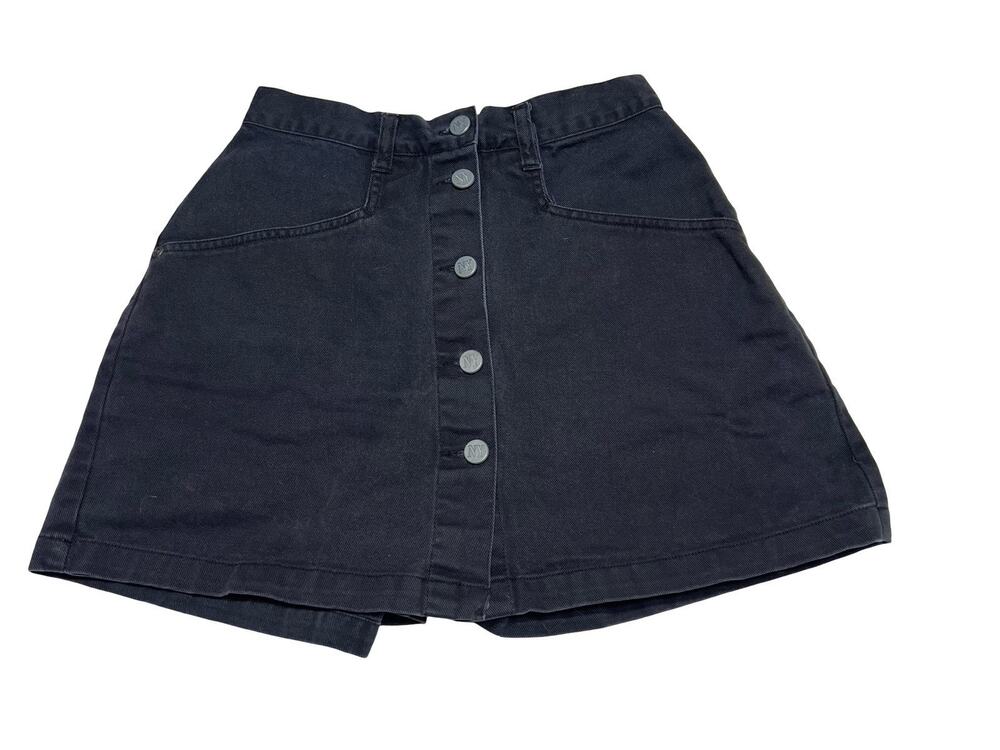 VTG 90s Y2K NY Jeans 100% Cotton high rise Faded Black Jean Skort Womens SZ 6